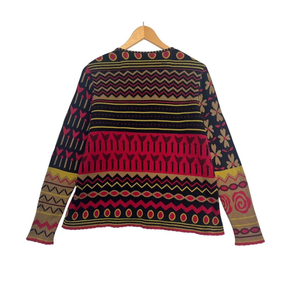Gudrun Sjoden Cardigan Sweater Womens Medium Red Floral Boho Artsy Ladenlook - Picture 2 of 10